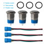 QitinDasen 3Pcs Premium 12V / 24V 5A Interrupteur à Bouton-Poussoir Auto-Bloquant, Commutateur Bouton-Poussoir 19mm, Blanc LED I