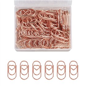 RONGWANGFU Lot de 130 trombones en forme de cœur or rose avec boîte transparente pour bureau