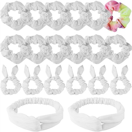 DNDGDLUA 20 Pièces Chouchous à Cheveux Blancs pour Tie-Dye