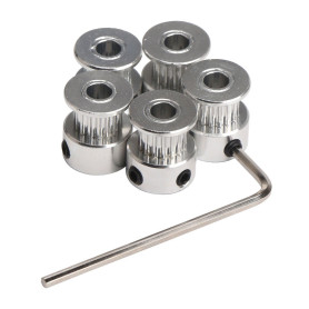 DollaTek 5PCS Poulie dentée en aluminium GT2 16 dents alésage 5mm largeur 6mm et clé pour Imprimante 3D RepRap Prusa i3