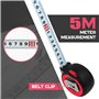 Wantli Mesure auto lock 5 M x 19 mm - Mètre à Ruban, Revêtement Mylar Anti-Abrasion et Anti-Corrosion, Boitier Ergonomique Bi ma