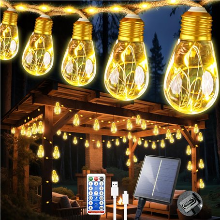 Ciskotu Guirlande Lumineuse Solaire d'extérieur