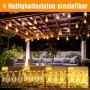 Ciskotu Guirlande Lumineuse Solaire d'extérieur, 8 m 16 Ampoules 8 Modes (160 + 60) LED Corde de Chanvre Résistante aux Intempér