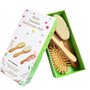 Molylove 3 pièce brosse à cheveux de bébé en bois et ensemble peigne | poils de chèvre naturel brosse | brosse à poils de bois p