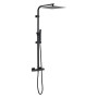 HOMELODY Colonne de Douche Noir Thermostatique avec Ultra-fin Tête de Douche Acier Inoxydable 30x30CM, Colonne Douche avec Robin