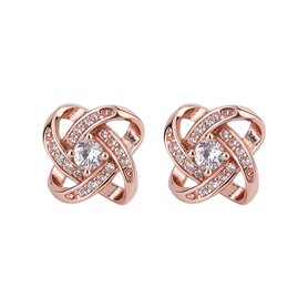 Une paire de boucles d'oreilles en or rose pour femme - Boucles d'oreilles roses - Boucles d'oreilles hypoallergéniques en zirco