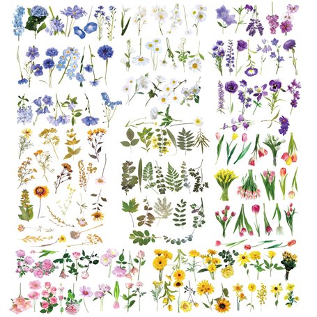 Lot de 320 autocollants floraux