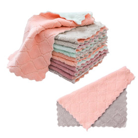 DHSBGWSX Lot de 12 torchons en velours corail