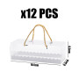 ZBHDEYG Lot de 12 boîtes à gâteau transparentes avec ficelle dorée - Avec feuilles de papier - Boîte à gâteau - Boîte à biscuits