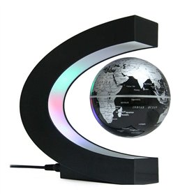 Globe Flottant avec Lumières LED et Interrupteur Tactile - Lampe Magnétique en Forme de C à Lévitation pour Décoration de Bureau
