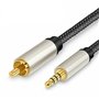 NC Câble RCA plaqué or 3,5 mm jack vers RCA / phono stéréo Y Splitter audio AUX Câble audio numérique HDTV Câble de connexion au