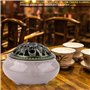 Brûleur d'Encens en Céramique, Porte-Encens en Céramique avec Encensoir en Porcelaine en Calebasse en Laiton pour Ornement de Sa