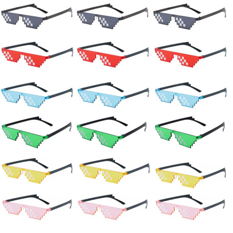Qixuer 18 Paires De Lunettes De Soleil Pixels