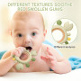 CLDY Anneau de Dentition Bébé & Hochet Éveil Sensoriel - Jouet de Dentition en Silicome Alimentaire + Bois Naturel (Sans BPA) - 