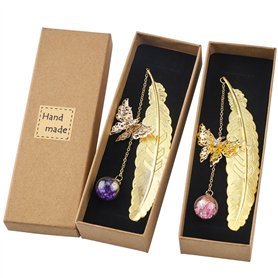 FYSL Lot de 2 marque-pages en métal avec plume en forme de papillon - Pour anniversaire