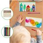 12 Pcs Pochette Tissu Zippée，Trousse a Colorier，Sac en Toile à Fermeture Éclair Colorée，Livré avec 12 Crayons Couleur et Gabarit
