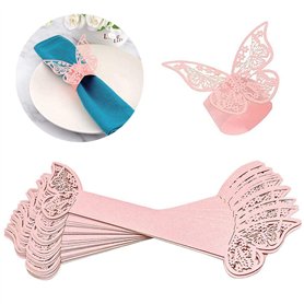 HAOBIN 40 PièCes Rond De Serviette Papillon Anneau Ronds De Serviette Creux en Papier Papillon Brillant Ronds De Serviette en Pa