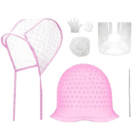 Bonnet à mèches en silicone avec trous - Réutilisable - Pour coloration et appareils de coiffure - Rose
