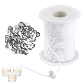61m Mèche de Bougie，Kit de Fabrication de Bougie avec 61m Mèche pour Bougie 100 Pièces Base de Mèche de Bougie ，pour Bougies Cot