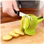 Multifonctionnel Trancheur de Citron Tomate Fruits Melon Coupe-Fruits avec Poignée Longue Pince À Nourriture Cuisine Outil (Vert