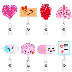 VIVIIHOO Lot de 8 porte-badges extensibles en feutre pour infirmières et enseignants