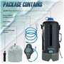 AFISHTOUR Sac de douche portable de camping – Sac d'eau solaire de 12 L avec pompe à pied et pommeau de douche – Douche de campi