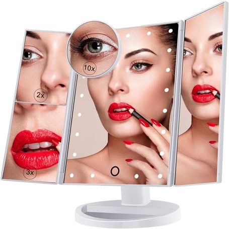 LINRYU Miroir de Maquillage Triple grossissant