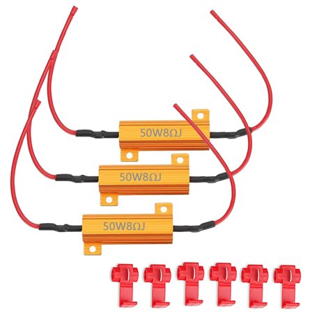 Hoembpn 3pcs 50W 8 ohms Résistance de Charge LED Décodeur Fix Fast Hyper Flasher/Code D’erreur Avertissement LED Clignotants Rés