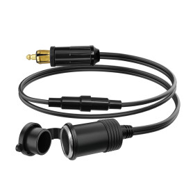 Hoembpn 30cm Prise Din Mâle Européenne Adaptateur Allume-cigare Rallonge Étanche avec Fusible 10A