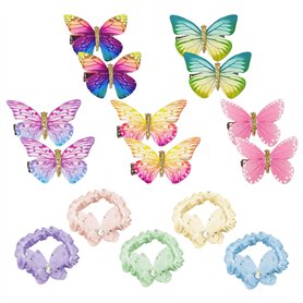 10 Pinces À Cheveux Papillon Et 5 Élastiques À Cheveux Papillon