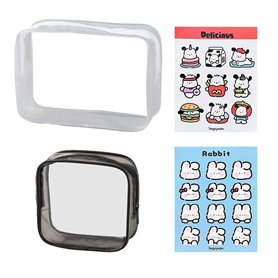 Lot De 2 Sacs De Rangement Transparents Avec 2 Autocollants De Dessin Animé