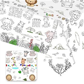 1 Pièce Nappe En Papier À Peindre Zoo