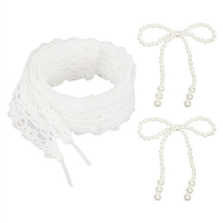 EHDWXVZM 1 Paire De Lacets De Dentelle Blanche Et 2 Morceaux De Décorations De Chaussures D'Arc