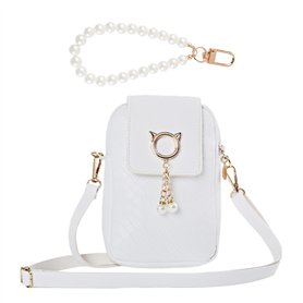 1 Poche De Téléphone Mobile Blanc Et 1 Pendentif