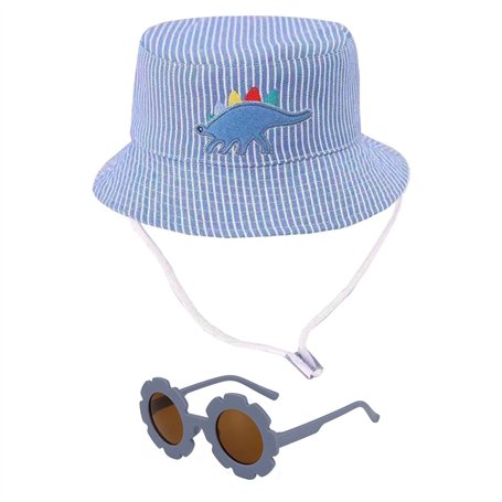 1 Morceau De Pot Dinosaure Bleu Et 1 Paire De Lunettes De Soleil Pour Enfants