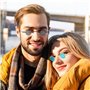 YSDYY 5 Pièces Runde Frame Eyes Et 5 Tissus en Verre Noir, Lunettes De Soleil Rétro Punk, Lunettes De Soleil À La Mode, Accessoi