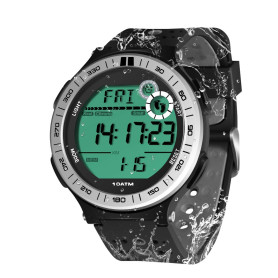 Montre Sport Homme Pédomètre Etanche 100 Mètres pour Plongée et Piscine avec Chronomètre au Tour