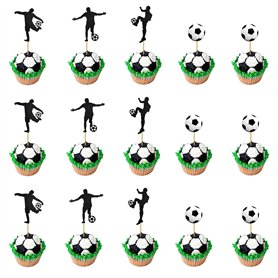 HOMEJOY 48 Pieces Cupcake Decoration de Football Decoration Gateau Foot Cake Topper de Football pour Fête Thème du Football la D