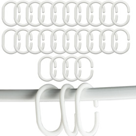 24pcs Anneaux de Rideau de Douche en Plastique en Forme de C Crochets de Rideau pour Rideau de Porte