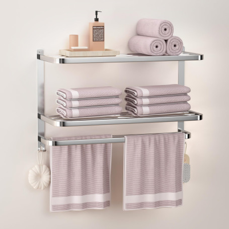 DDS-DUDES Porte-serviettes à 3 niveaux pour salle de bain avec barres porte-serviettes