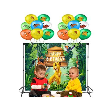 Deco Anniversaire Lion King Ballons de Fête Jungle Animaux Toile de Fond Photographie Anniversaire Animaux Foret Anniversaire Fê