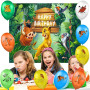 Deco Anniversaire Lion King Ballons de Fête Jungle Animaux Toile de Fond Photographie Anniversaire Animaux Foret Anniversaire Fê
