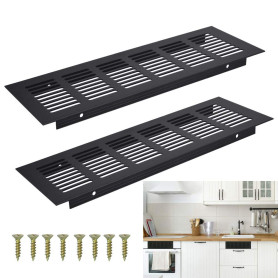 AFASOES 2 Pcs Grille Aeration en Alliage d'Aluminium Grille Ventilation Rectangulaire avec Vis Grille Aeration Noire Antirouille