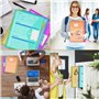 Porte-documents A4 de 28 pièces, 7 couleurs, pour classer, pochette transparente étanche A4 avec 11 bords perforés et poche pour