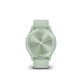 Garmin vívomove Sport - Montre connectée à Aiguilles mécaniques et écran Tactile - Silver avec Bracelet Vert d’Eau - Boîtier 40