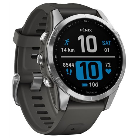 Garmin - Fenix 7S - Montres GPS Multisports connectée Haute Performance - Silver avec Bracelet Gris - Boitier 42 mm (Recondition
