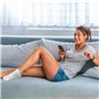 DMNQ Lot De 4 Paires Chaussettes à Volants,Chaussette Blanche Femme,Chaussettes Blanches Femme,Chaussettes en Tricot Doux Et Res