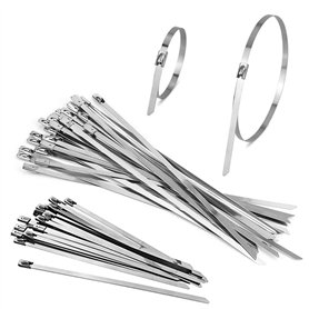 DECARETA 100 PCS Collier de Serrage en Acier Inoxydable 20 cm / 30 cm Attache de Câble Métallique Serre Câble Attache Câble Auto