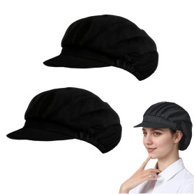 JUGUTA 2Pcs Toque De Cuisinier Chapeau De Chef Unisexe Élastique pour Hommes Femmes avec Bord Cuisinier Maille Intégrale Respira