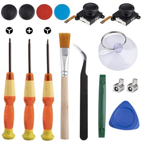 Tunejoy Joystick de Remplacement Analogique 3D avec Tournevis Brosse de nettoyage pour Manette Kit d'Outils de Réparation de Joy
